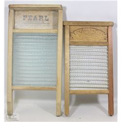 PAIR OF VINTAGE WOOD ADVERTISING WASHBOARDS