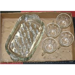 4 ASSORTED CUPS AND 4 MATCHING  DESERT PLATES
