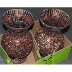 FLAT OF 2SHOWHOME  CRACKED GLASS VASES ,COPPER