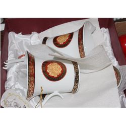 SET OF ADELINE PORCELAIN CUPS, SAUCERS, AND SPOONS