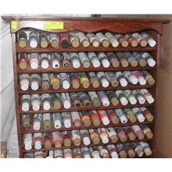 WOODEN DISPLAY CASE WITH PAINTS