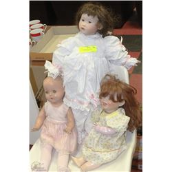 ANTIQUE SET OF 3 BISQUE  COLLECTOR DOLLS