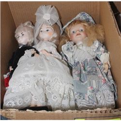 BOX OF VINTAGE PORCELAIN DOLLS