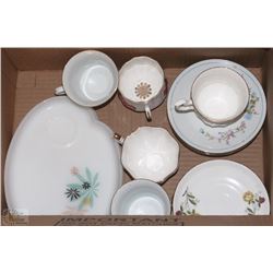 BOX OF TEA CUPS AND SAUCERS SOME MADE IN