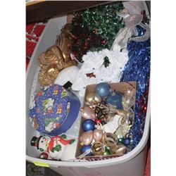 EXTRA LARGE TOTE OF CHRISTMAS DECORATIONS