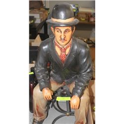 STATUE OF CHARLE CHAPMAN SITTING IN A CHAIR