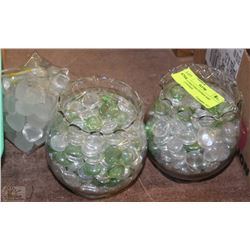 2 JARS CRAFTING STONES AND HEART STONES