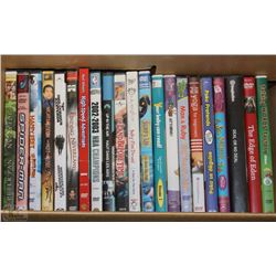 BOX OF DVDS INCL NEW UNOPENED FINDING NEVERLAND