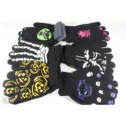6 PACK OF GLOW IN THE DARK GLOVES