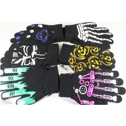 6 PACK OF GLOW IN THE DARK GLOVES