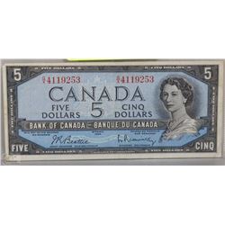 1954 CANADIAN $5.00 BANK NOTE
