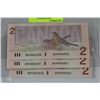 Image 1 : 1986 CANADIAN $2.00 BANK NOTE ROBINS W/CONSECUTIVE
