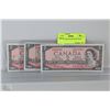 Image 1 : 1954 CANADIAN $2.00 BANK NOTE  X3