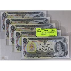 1973 CANADIAN $1.00 BANK NOTE  W/CONSECUTIVE