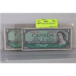 1954 CANADIAN $1.00  BANK NOTE X2