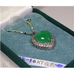 10KT AND 18KT GOLD FILLED NECKLACE W/ GREEN STONE