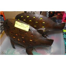 PAIR OF WROUGHT IRON PIGS