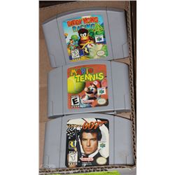 BOX W/3 NINTENDO-64 GAMES INCL. 007,