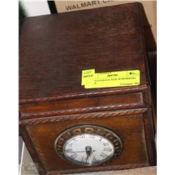 WOOD STORAGE BOX W/WORKING CLOCK