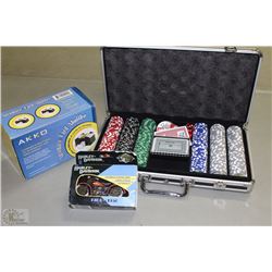 POKER CHIPS WITH AUTOMATIC  CARD SHUFFLER & HARLEY