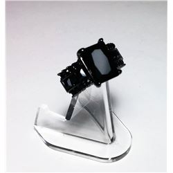 BLACK ON BLACK OBSIDIAN STONE RING