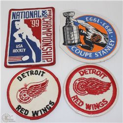 SET OF 4 HOCKEY PATCHES INCL TWO VINTAGE RED