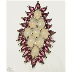 STERLING SILVER OPAL & GARNET RING SIZE 6.5