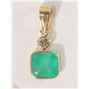 Image 1 : 14K YELLOW GOLD EMERALD & SAPPHIRE PENDANT