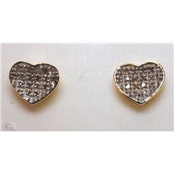 STERLING SILVER GOLD PLATED DIAMOND EARRINGS