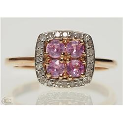 10K ROSE GOLD PINK SAPPHIRE & DIAMOND RING