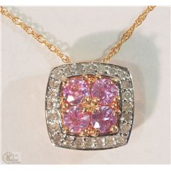 10K ROSE GOLD PINK SAPPHIRE & DIAMOND NECKLACE