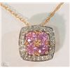 Image 1 : 10K ROSE GOLD PINK SAPPHIRE & DIAMOND NECKLACE