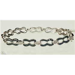 STERLING SILVER BLUE & WHITE DIAMOND BRACELET