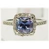 Image 1 : 14K WHITE GOLD TANZANITE & DIAMOND RING SIZE 6.5