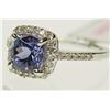 Image 2 : 14K WHITE GOLD TANZANITE & DIAMOND RING SIZE 6.5