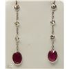 Image 1 : 14K WHITE GOLD RUBY & DIAMOND EARRINGS
