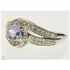 Image 2 : 10K WHITE GOLD TANZANITE & DIAMOND RING SIZE 7