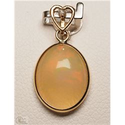 14K YELLOW GOLD OPAL & DIAMOND PENDANT