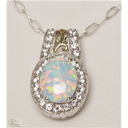 STERLING SILVER CREATED OPAL NECKLACE