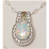 Image 1 : STERLING SILVER CREATED OPAL NECKLACE