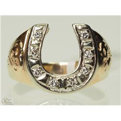 10K YELLOW GOLD DIAMOND HORSESHOE RING SIZE 10.5