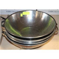 4 COLANDERS 16" DIAMETER