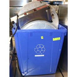 BLUE TOTE WITH PIZZA PANS AND COFFEE POT WARMER