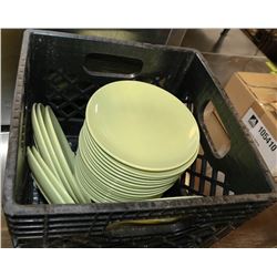 BLACK CRATE WITH GREEN IKEA PLATES