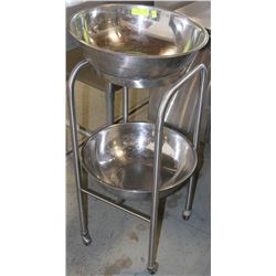 STAINLESS STAND ON WHEELS WITH 2-19" MIXING BOWLS