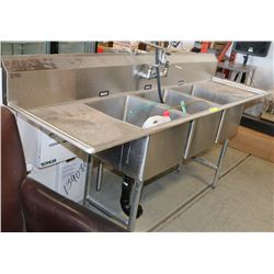 STAINLESS THREE COMPARTMENT SINK