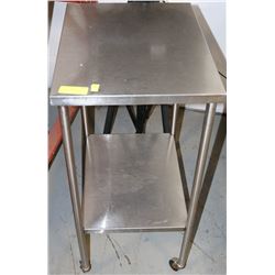STAINLESS TABLE ON WHEELS 20"X16"X34"H