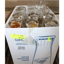 BOX OF 24+ MILLER GENUINE DRAFT GLASSES
