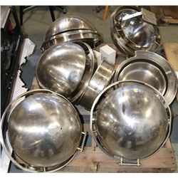 LOT OF 5 ROUND CHAFFING DISHES WITH WATER & FOOD