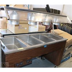 FOUR WELL BUFFET STEAM TABLE ON WHEELS, SNEEZE